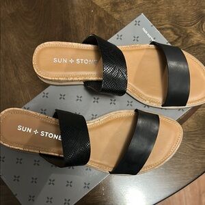 Sun + Stone Black Women's Sandals